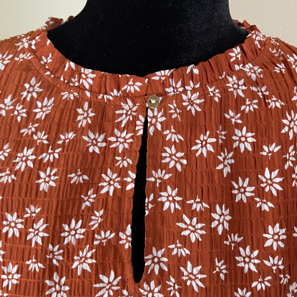 Loft Women's Sz M Burnt Orange‎ Tiered Madi Dress with Keyhole Opening - Picture 7 of 16